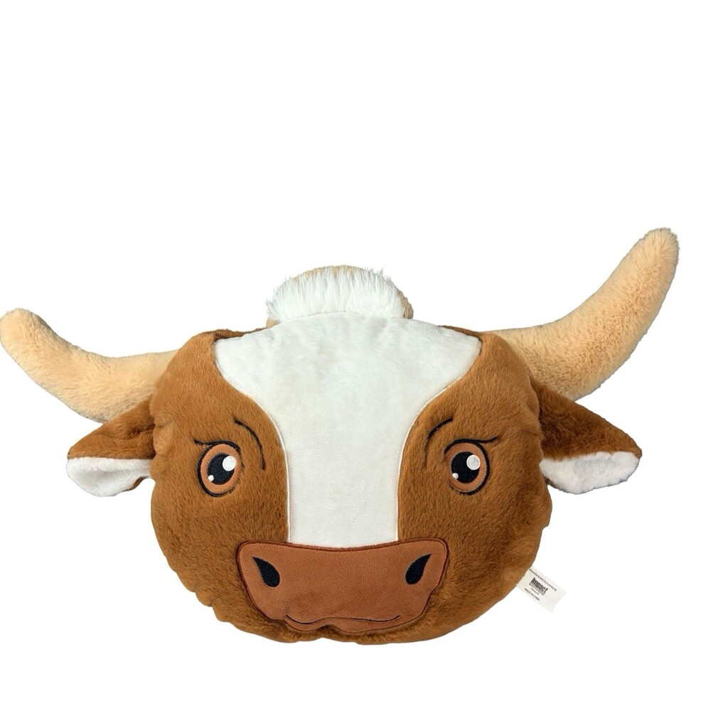 Longhorn Cow Pillow Blanket Plush Set Large Zipper Handle 23" wide Soft Clean